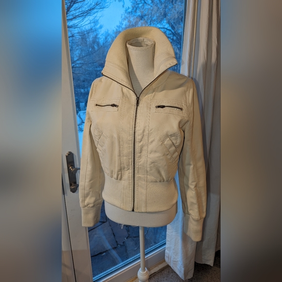 Juniors size M faux leather cream jacket by Papaya - Picture 7 of 12